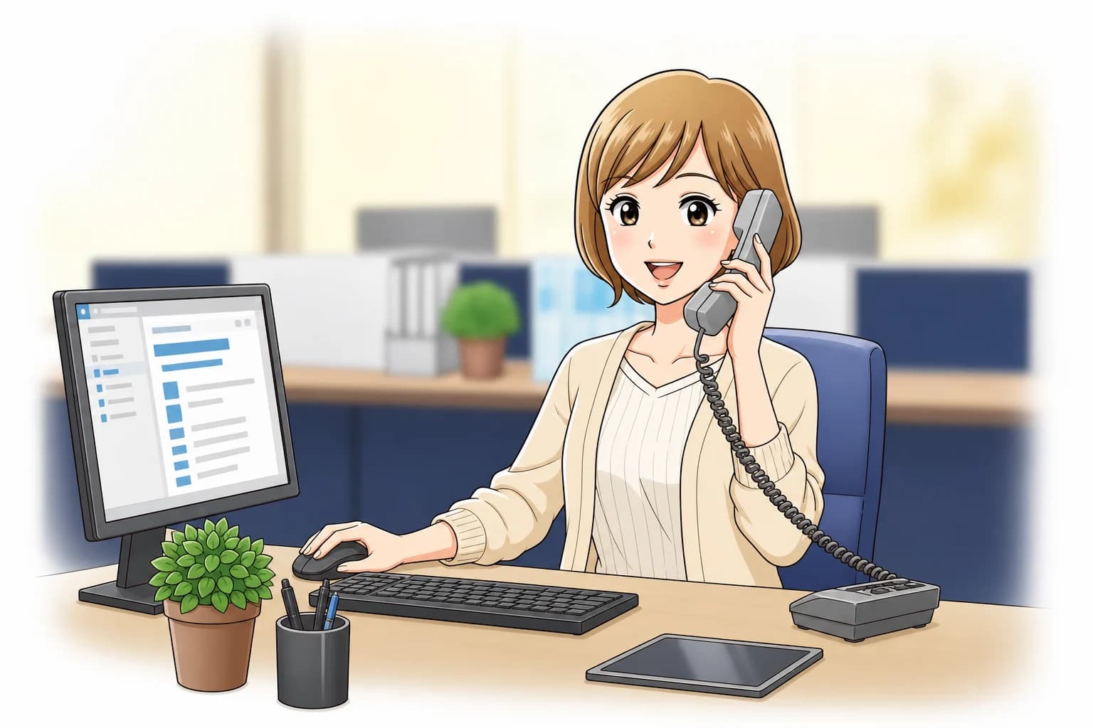 デスクで業務するスタッフ